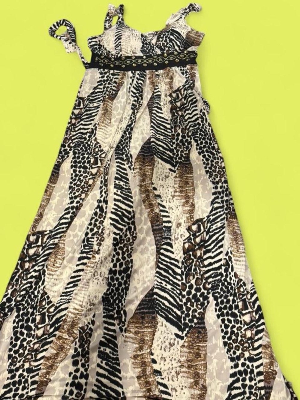 Studio West Animal Print Maxi Dress - Black, Brown, Cream
